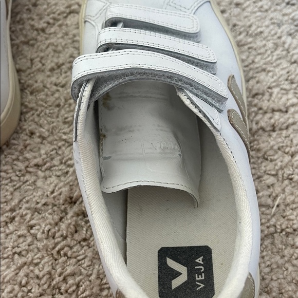 Veja White and Gold Velcro Sneakers - Picture 5 of 7